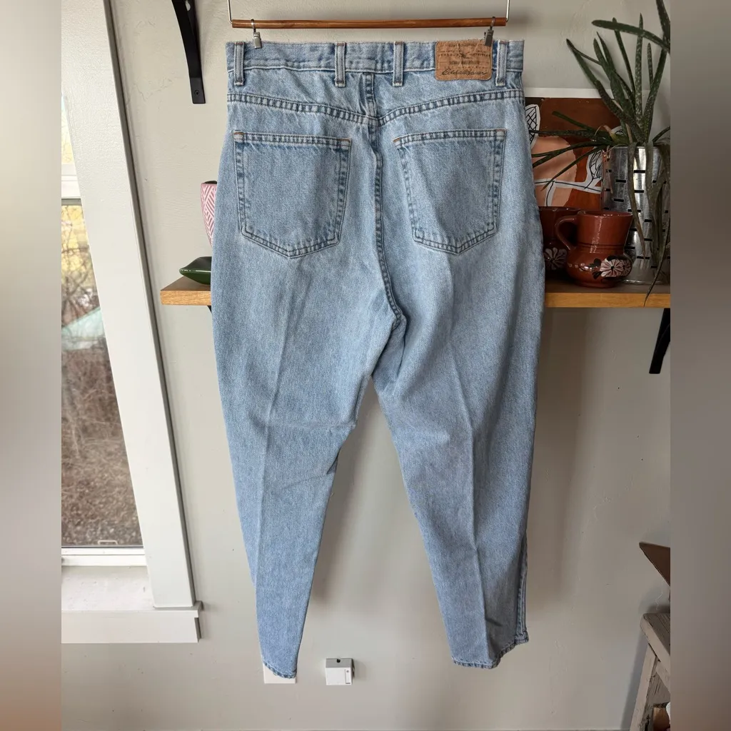 Vintage 90’s Eddie Bauer Light Wash Denim Tapered Jeans Size 14 Petite - Image 6