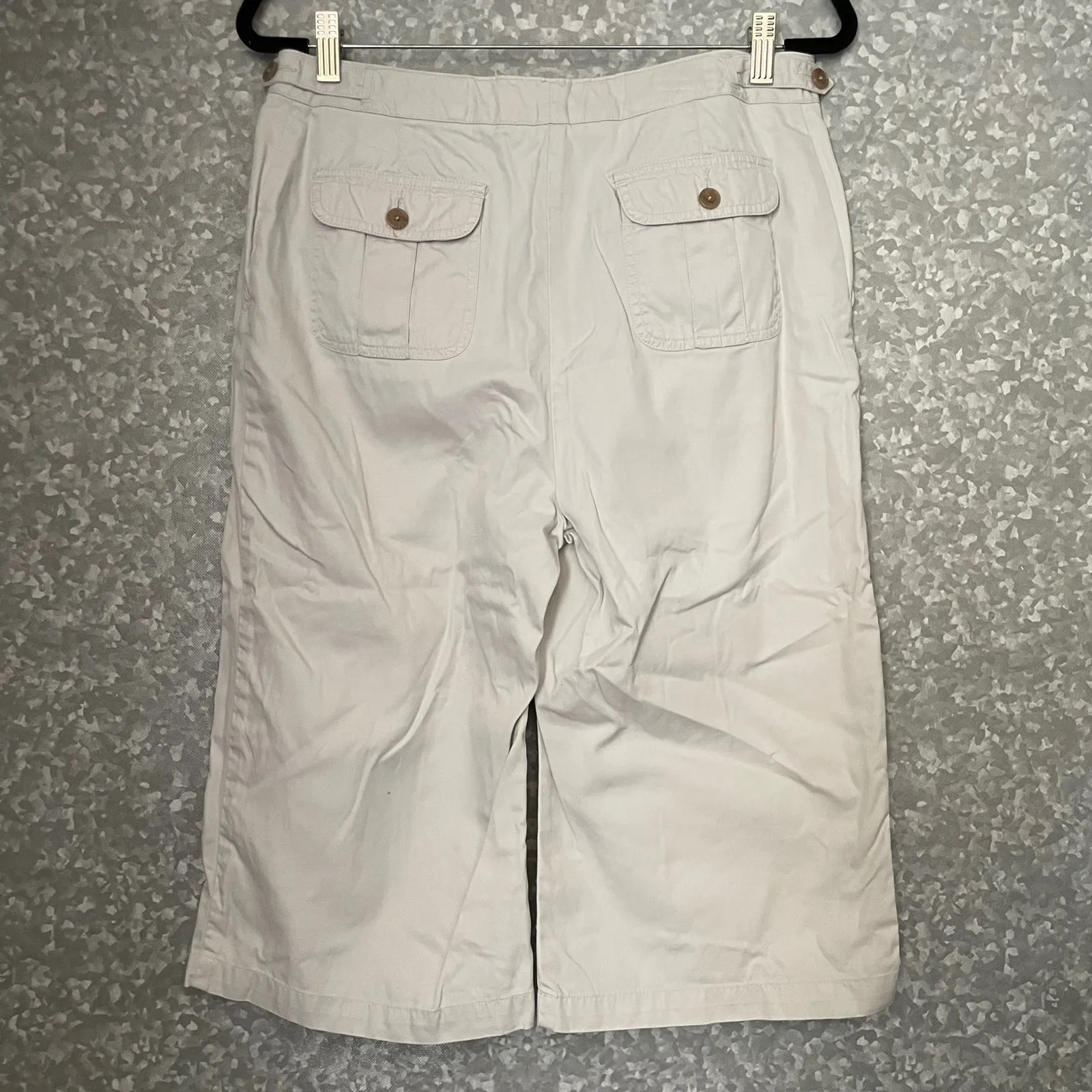 Lands' End Light Khaki Wide Leg Capri Pants - Size 10 - 100% Cotton - Mid Rise - Image 5