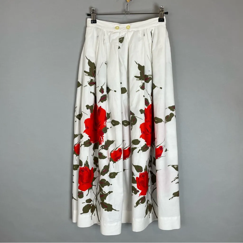 1950's A.A.A. Soap'n'Water Skirt Rose Pattern White Sailmates Holy Grail Rare Size XXS - Image 4