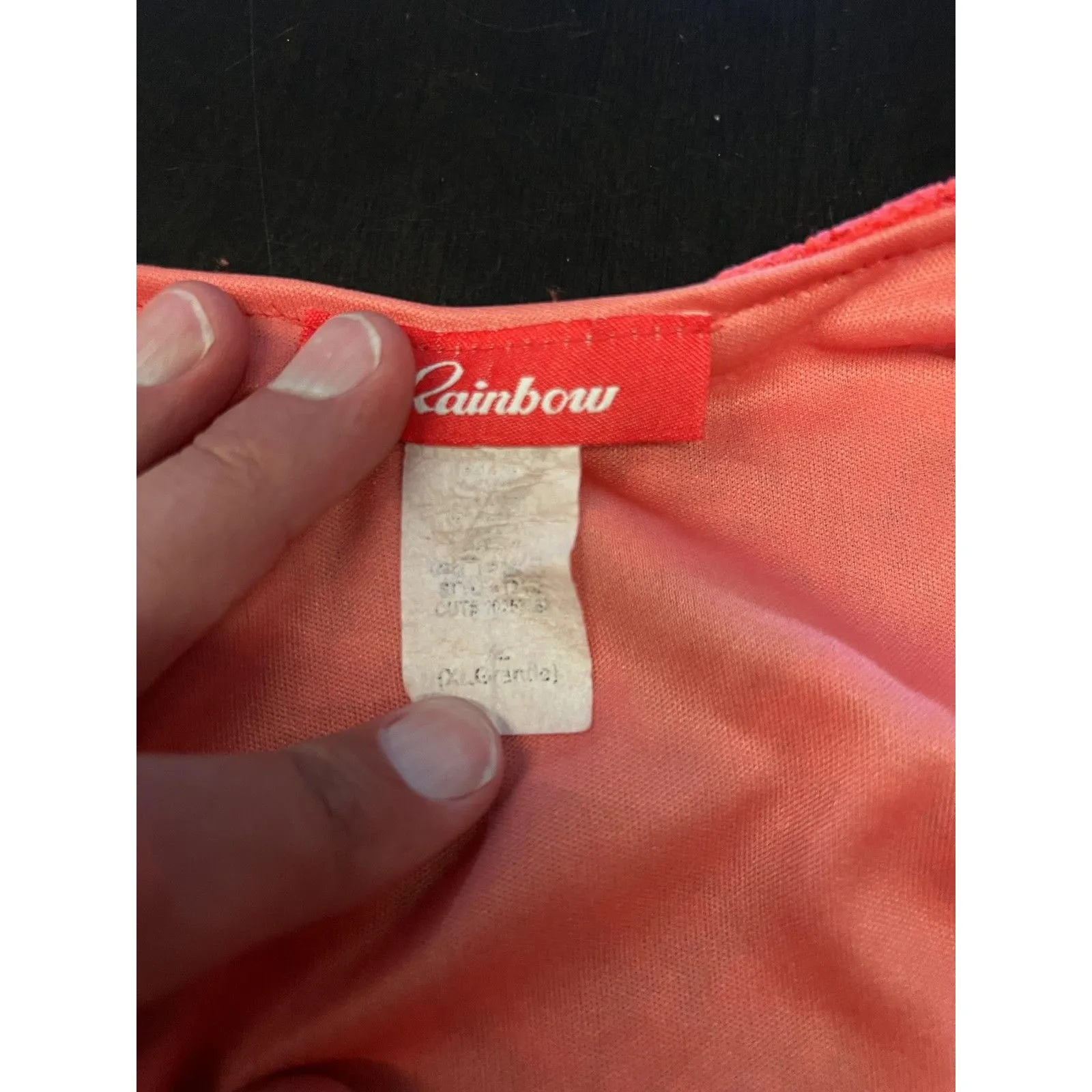 Rainbow Peplum Top Womens M Coral Lace Sleeveless Tank Black Waistband Layered - Image 5