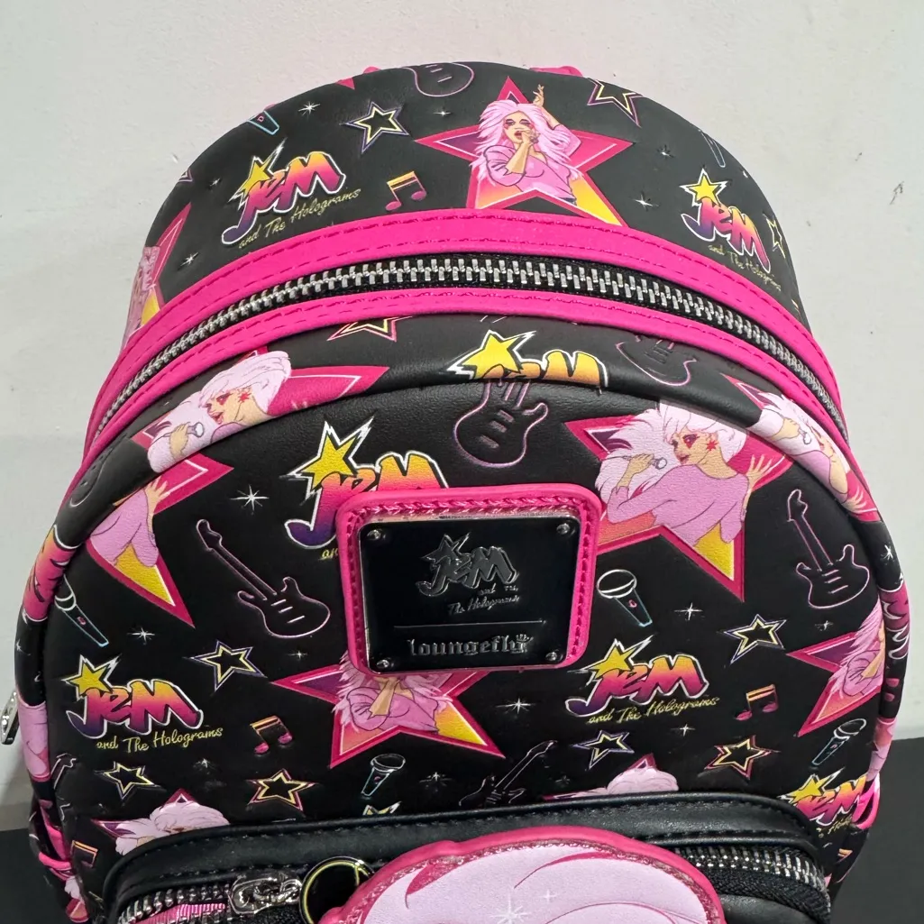 Loungefly Hasbro Jem and the Holograms Glitter All-Over Print Mini Backpack - Image 7