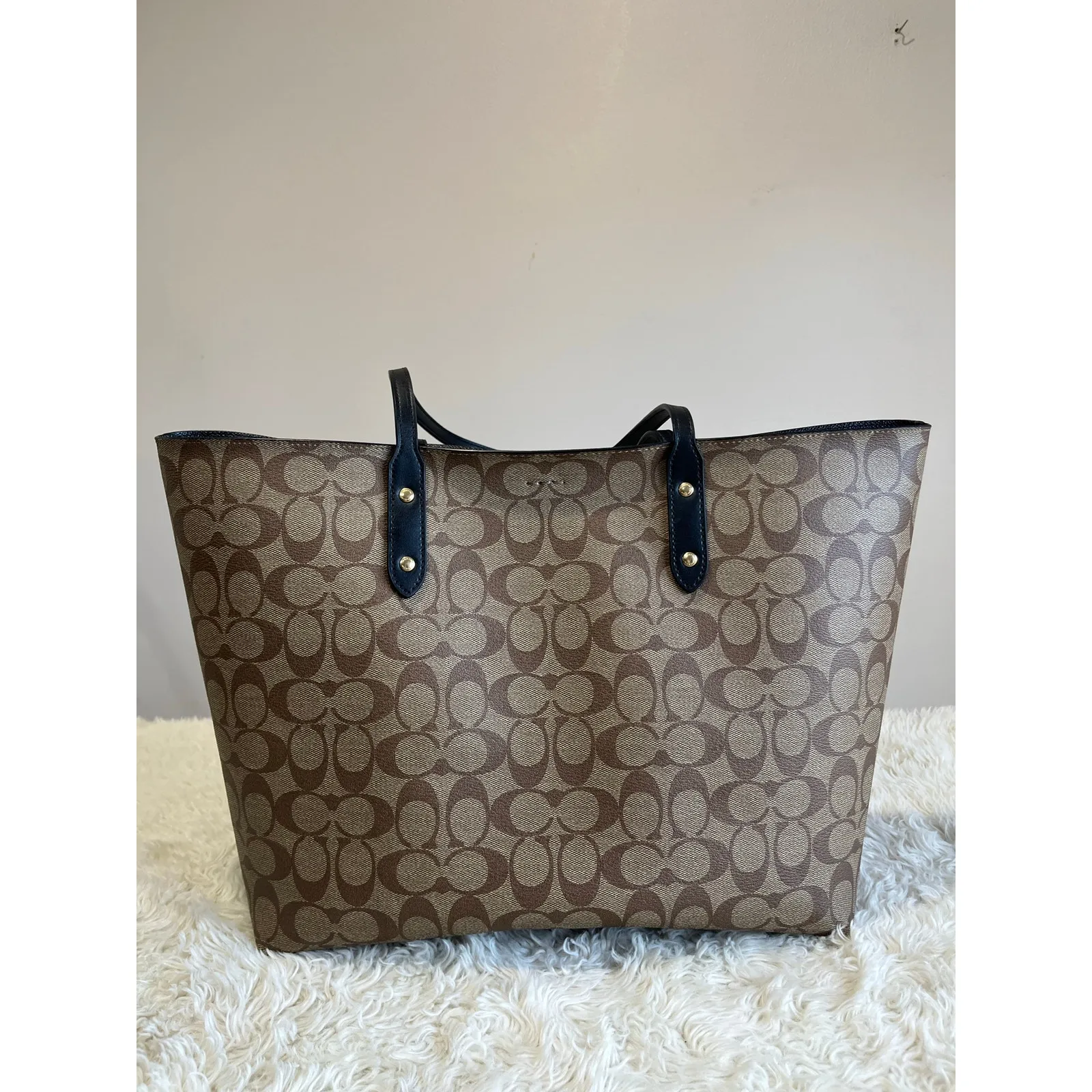 Coach City Signature Canvas Large Tote Shoulder Bag Brown Monogram Purse - Image 10