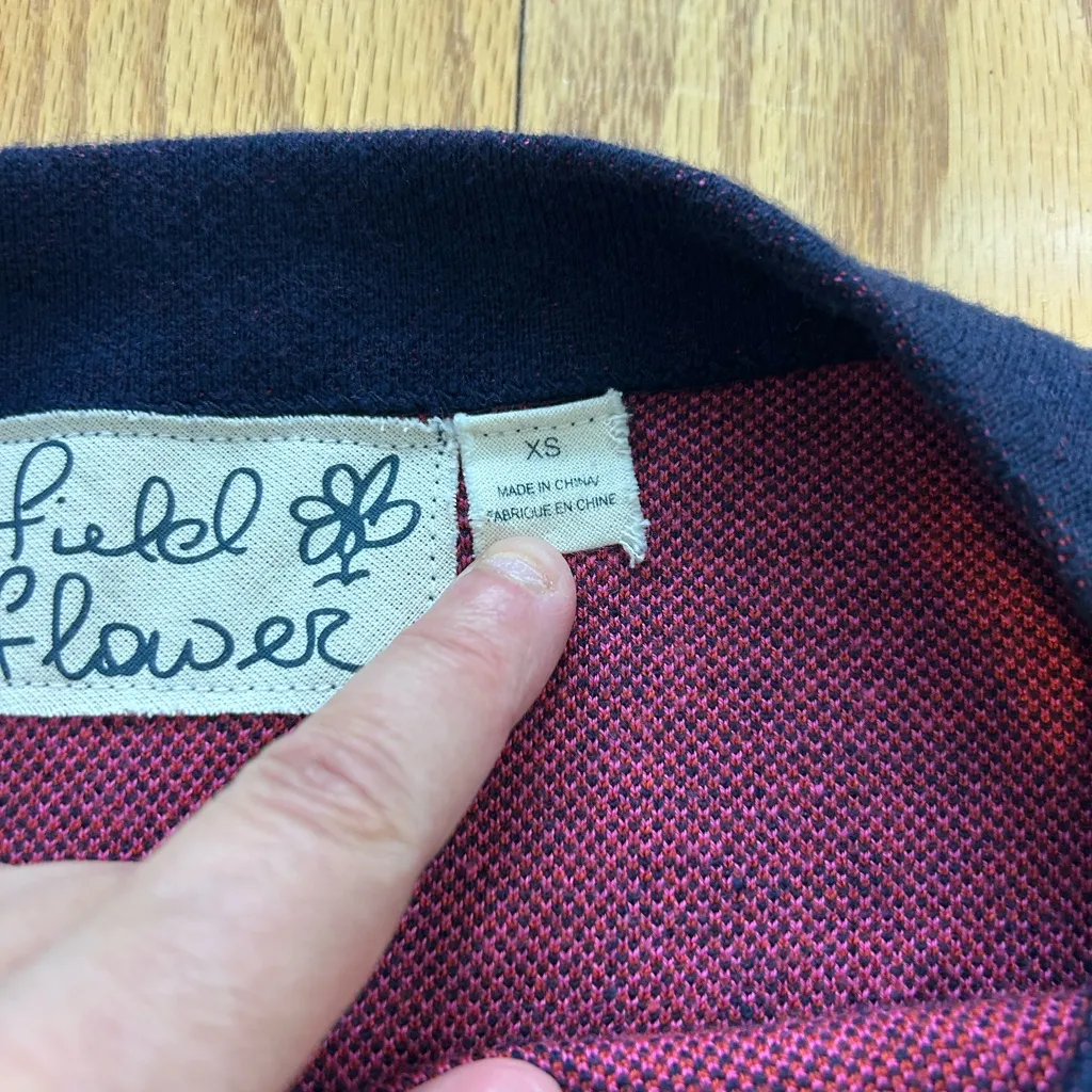 FIELD FLOWER Anthropologie Floral Tunic Sweater Top 3/4 Sleeve Size XS Navy Blue - Image 4