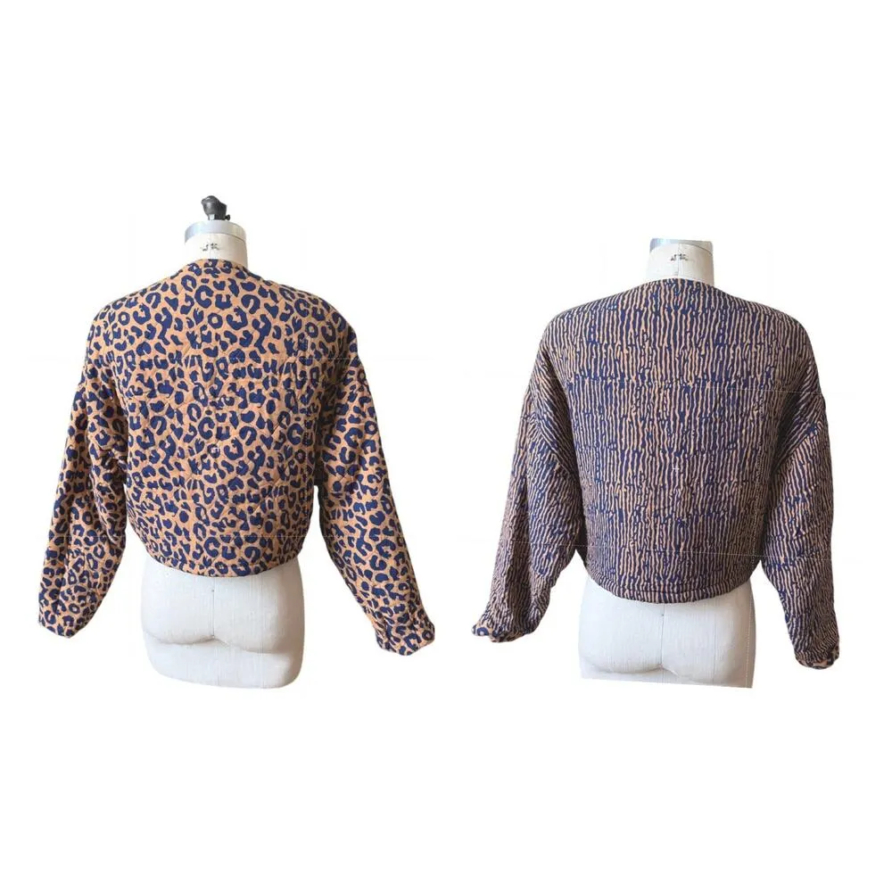 White Rice Reversible Quilted Cropped Jacket - Image 3