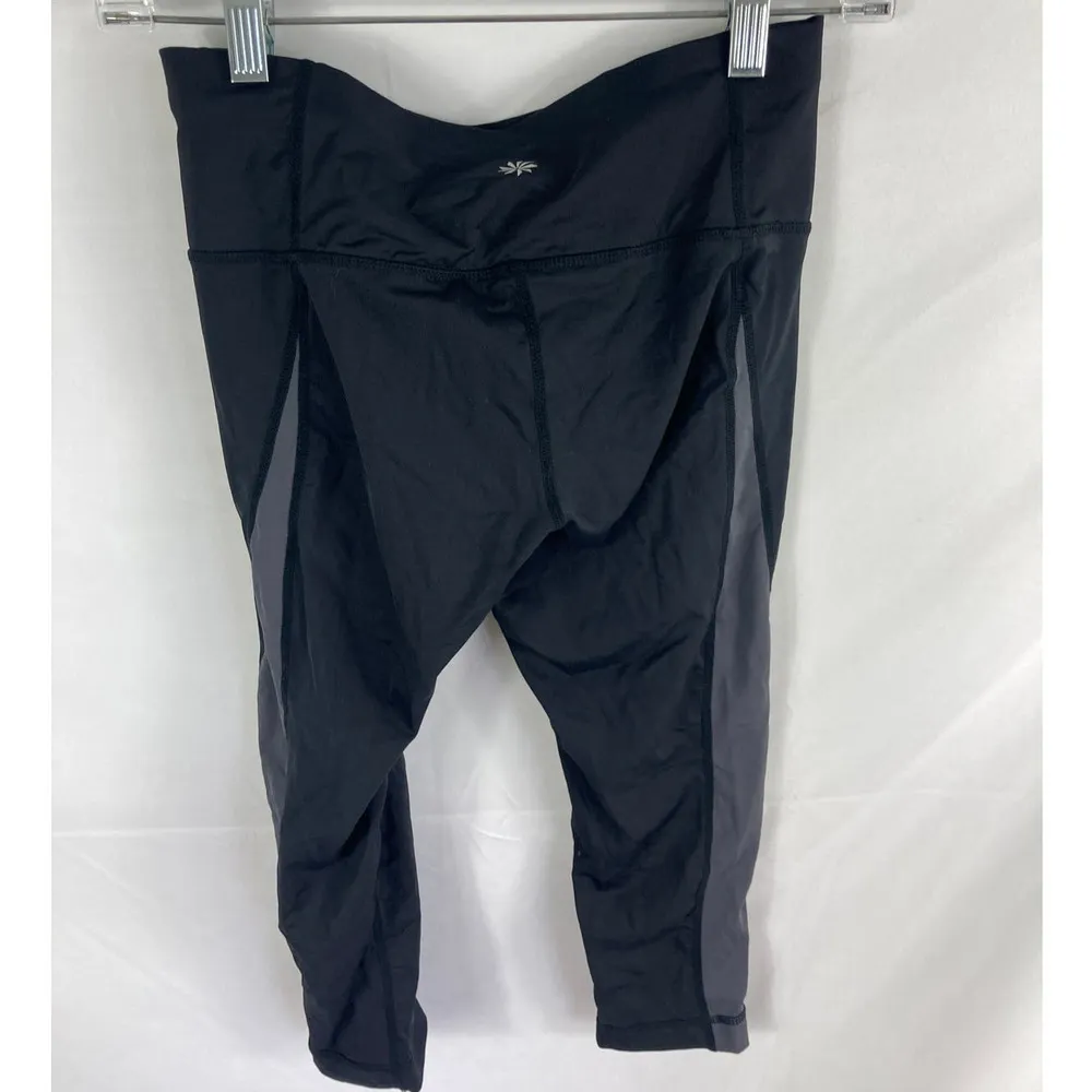 Athleta Black Grey Cropped Athletic Leggings Size XS - Image 5