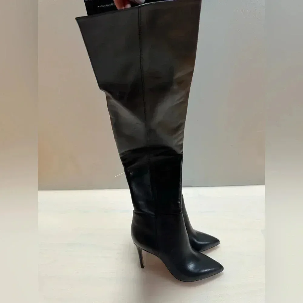 SCHUTZ Mikki The Knee High Leather Boot Zip Black Size 5B - Image 4