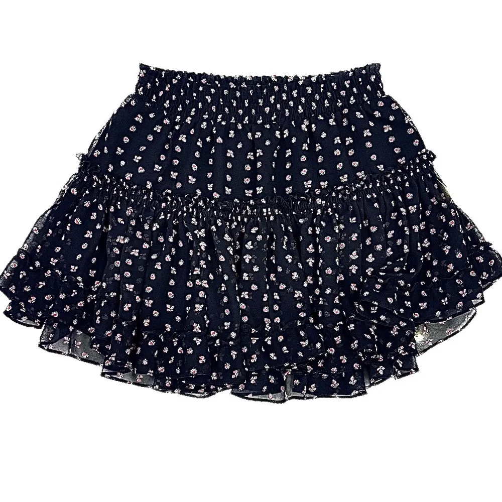 MISA Los Angeles tiered Willa Skirt Dainty Rosette Floral Black - Image 3