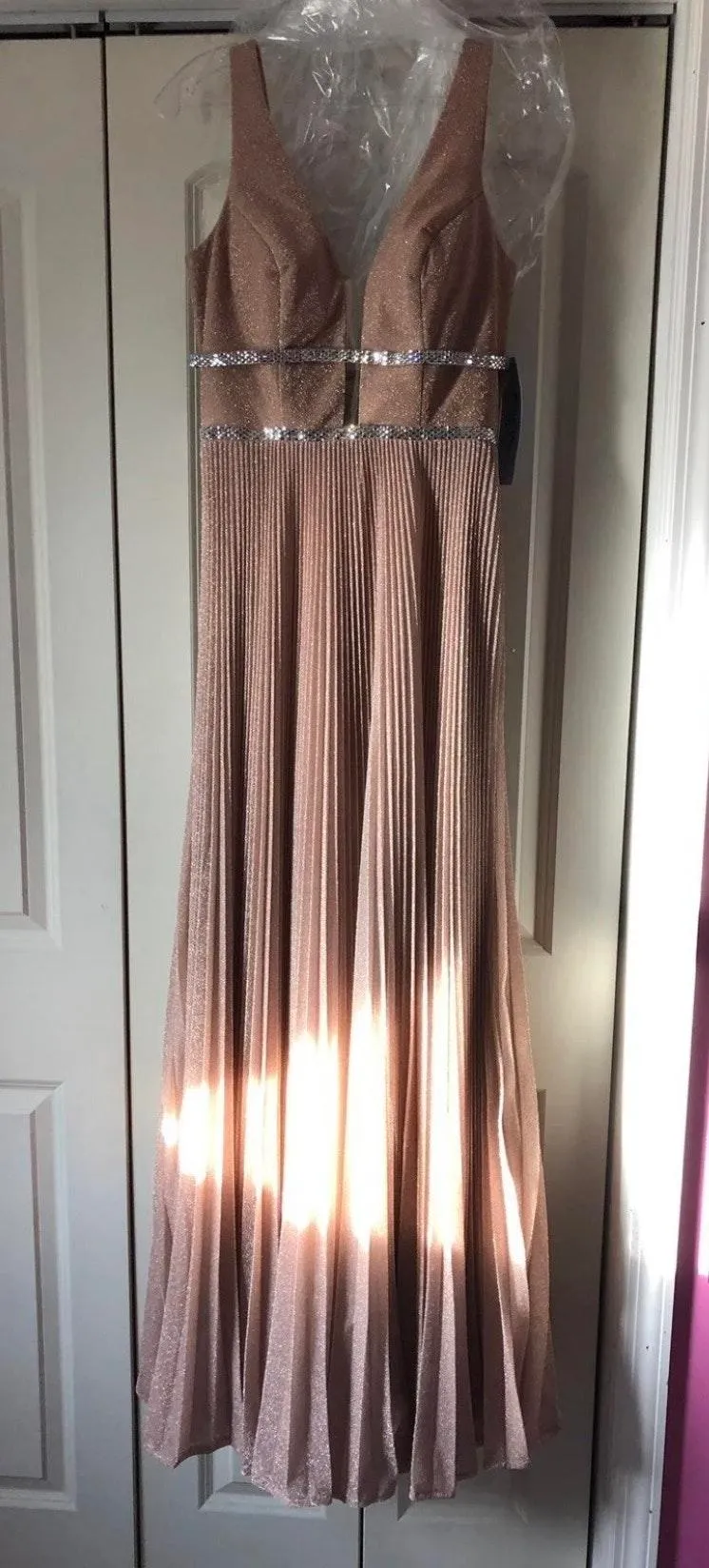 Rose Gold Sequin Prom Dress - Image 2