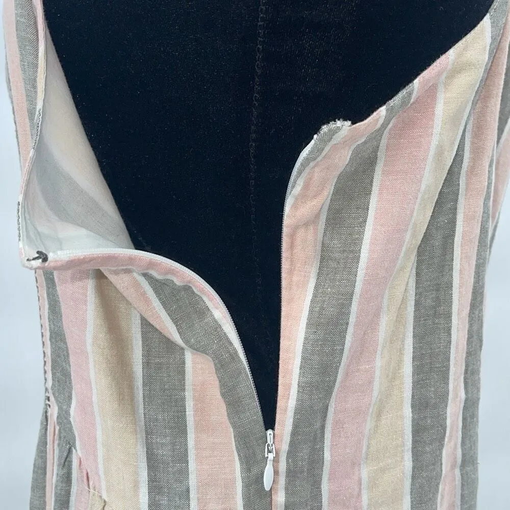 Caslon Womens Striped Square Neck Linen Blend Maxi Dress Pink Cabana Medium NWT - Image 9