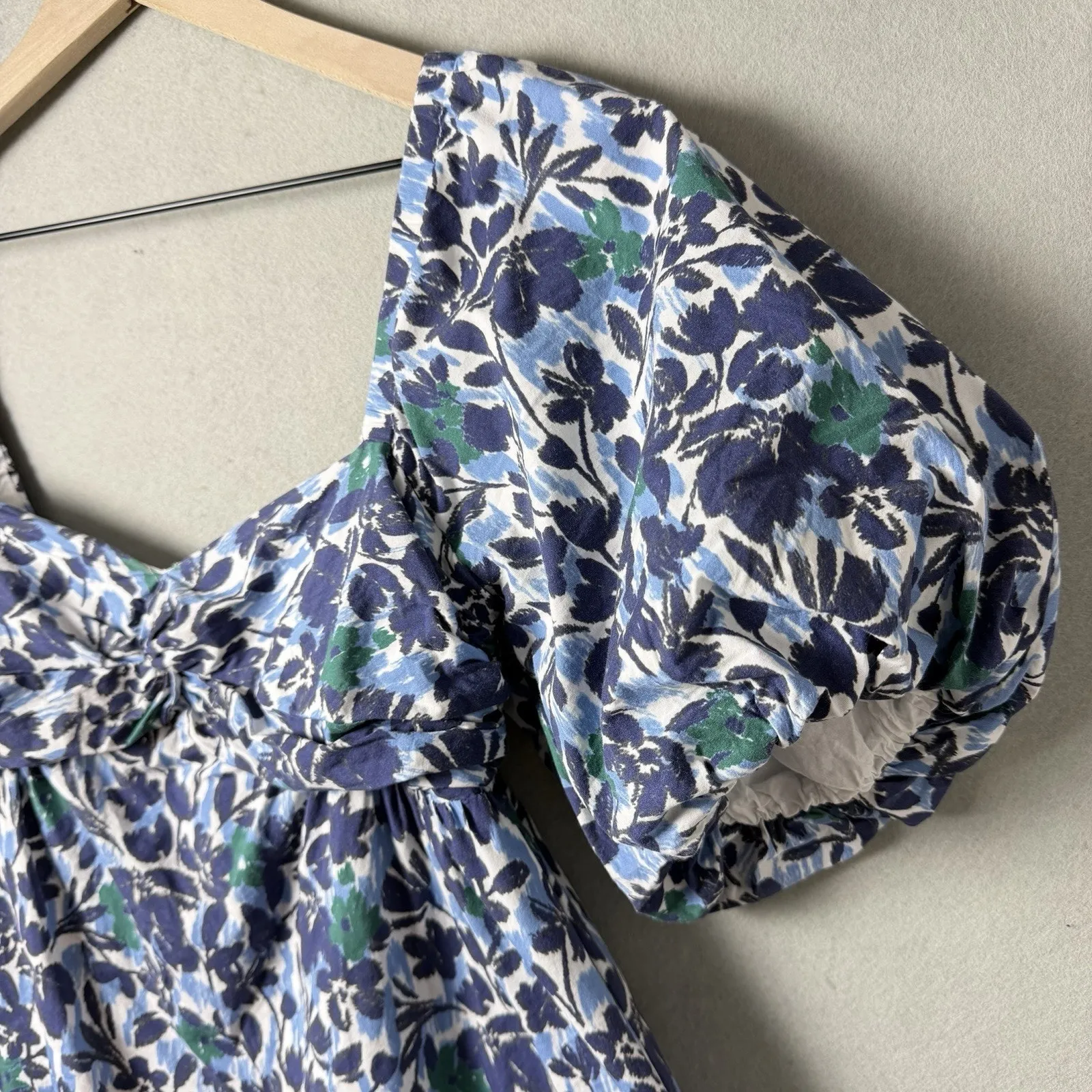 Peter Som x Rent the Runway Babydoll Floral Dress Blue Cotton Blend Size 8 - Image 5