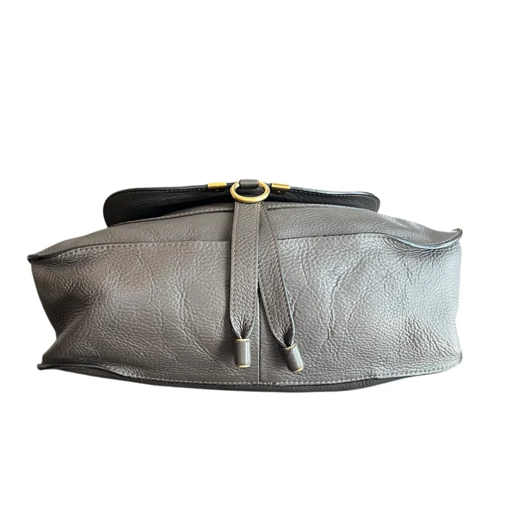 Chloe Marcie Bag Medium Size Cashmere Gray Leather Top Handle Handbag Purse - Image 13