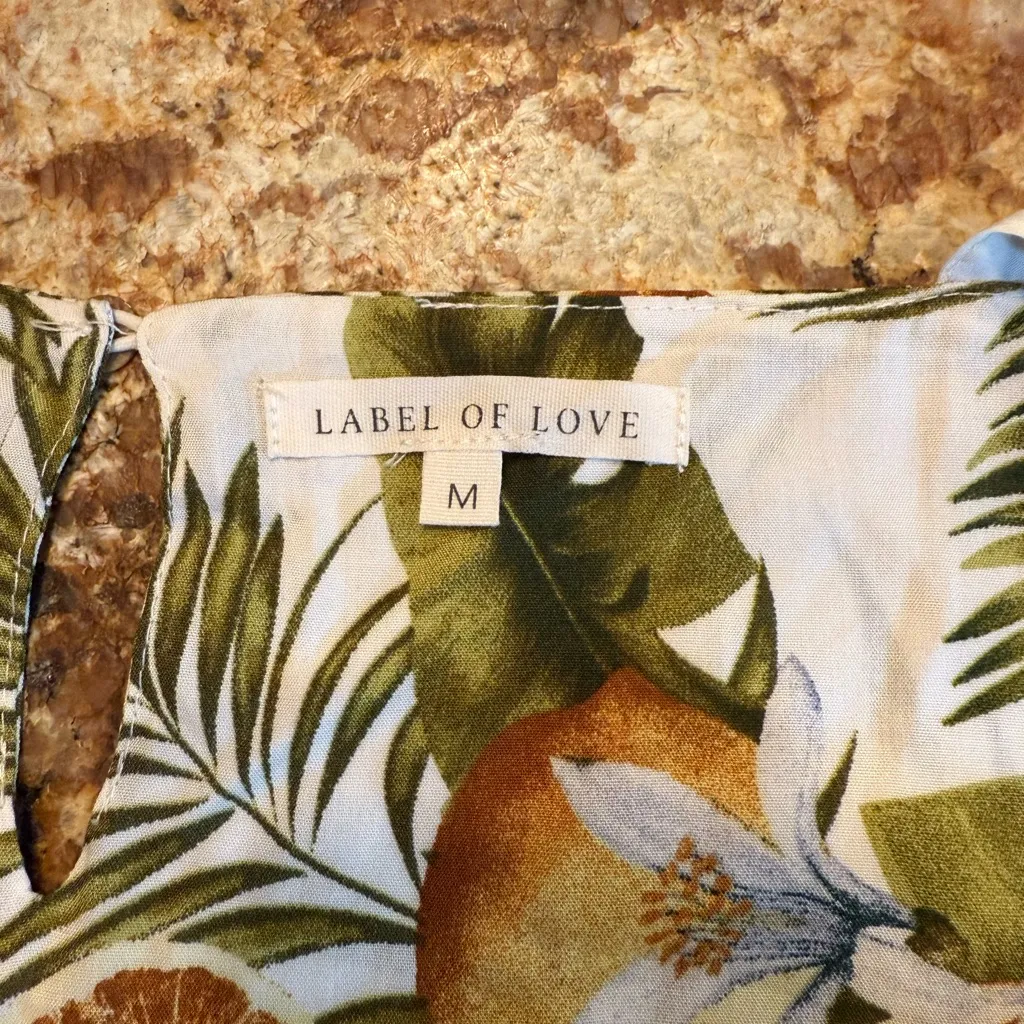 Label Of Love Fruit Novelty All Over Print MIDI Dress M Medium Palm White - Image 5