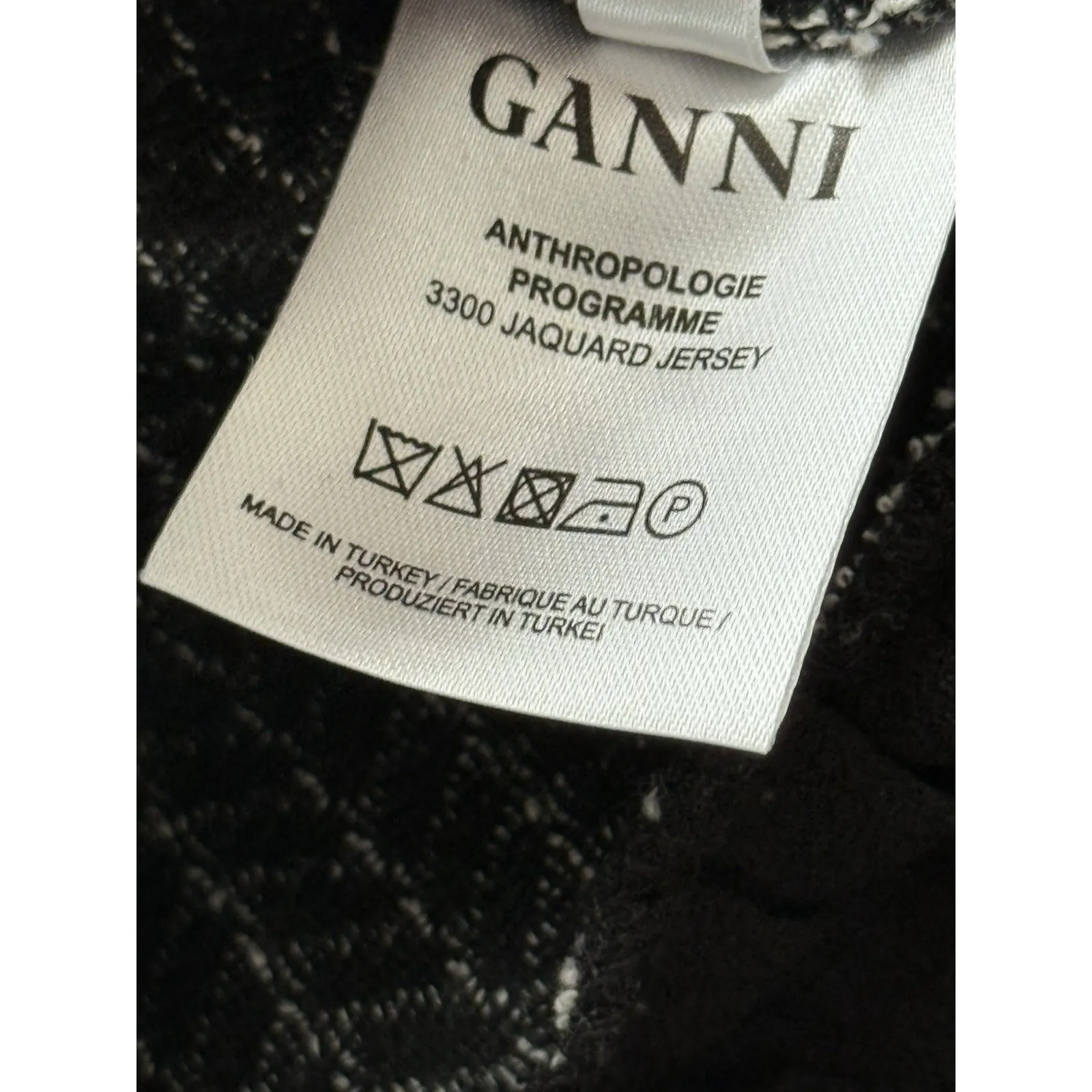 GANNI Anthropologie Crossknit Dress XS White Top Black Pleated Skirt Colorblock - Image 6