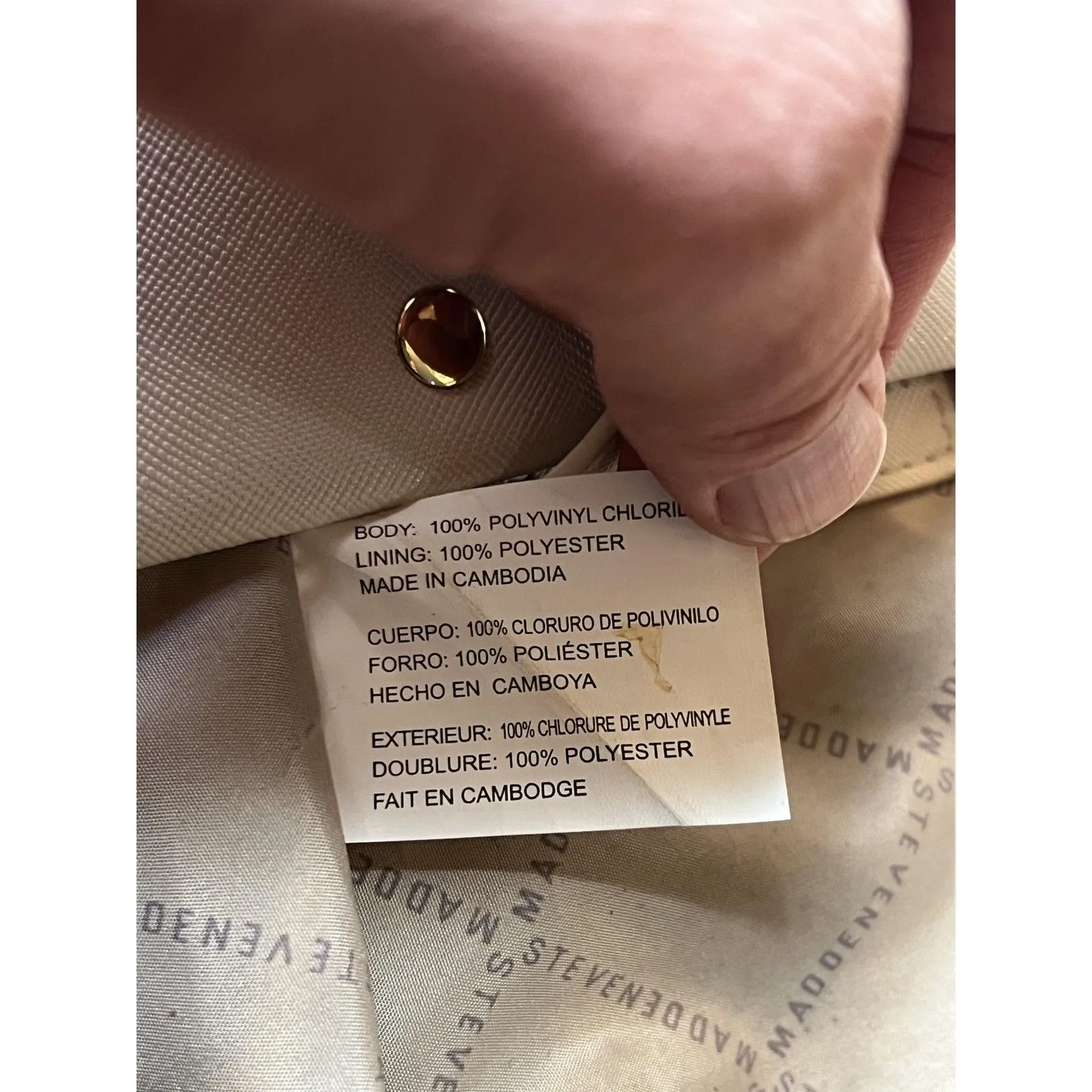 Steve Madden Satchel Bag Womens Small White PVC Crossbody Top Handle Purse - Image 13