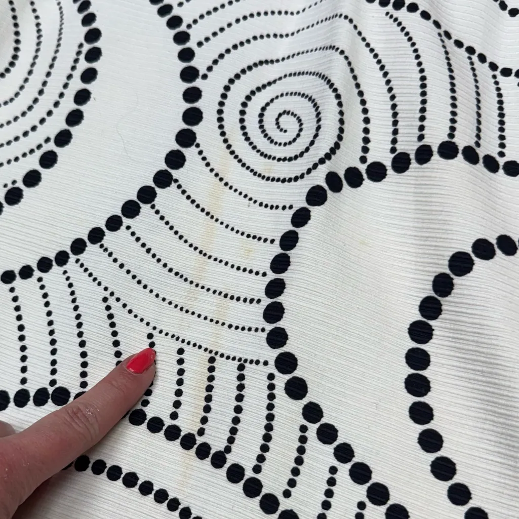 Vintage 60s Needle Craft Graphic Maxi Dress Black White Print Long Sleeve Bow Size XS - Image 10