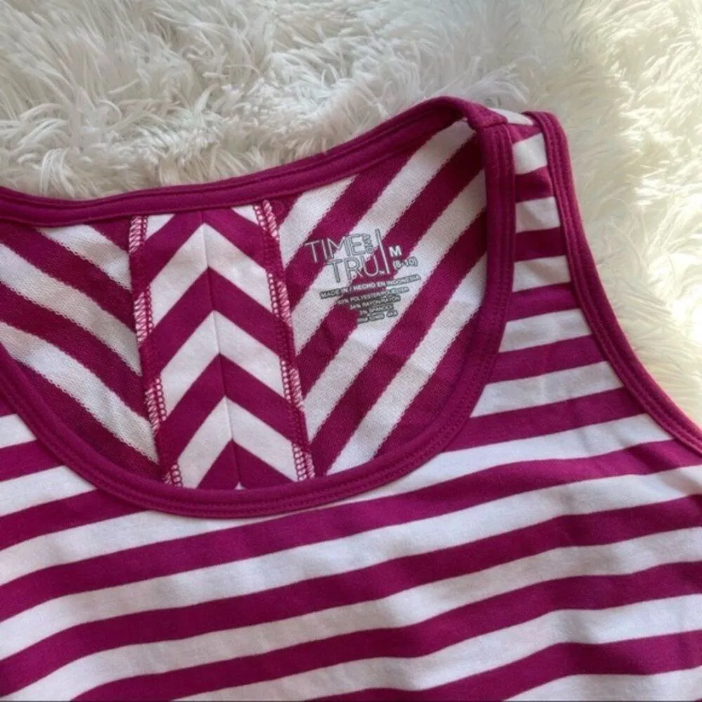 Time and Tru tank top women's size medium 8/10 purple white stripes sleeveless - Image 7