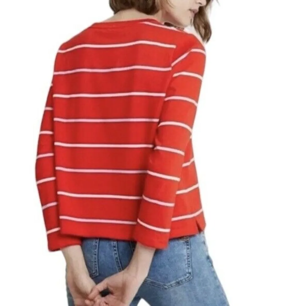 Banana Republic Crew Neckline Cropped Top Long Sleeve Skimmer Stripe Size XS - Image 2