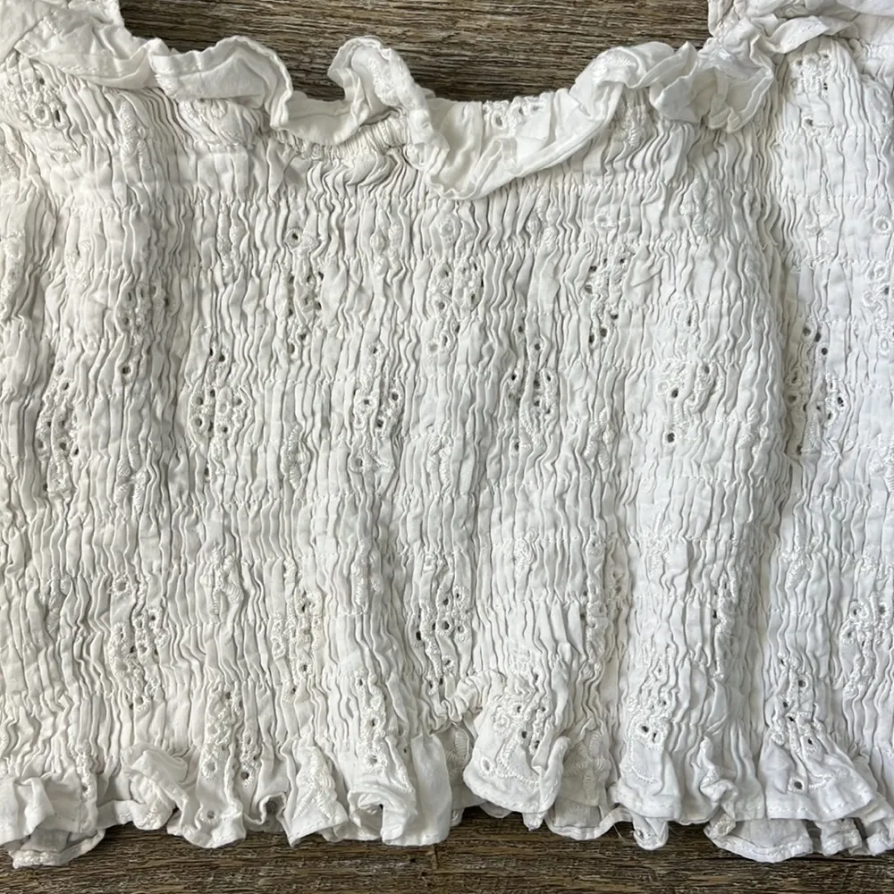 Beige Botany White Boho Crop Top Size Medium - Image 3