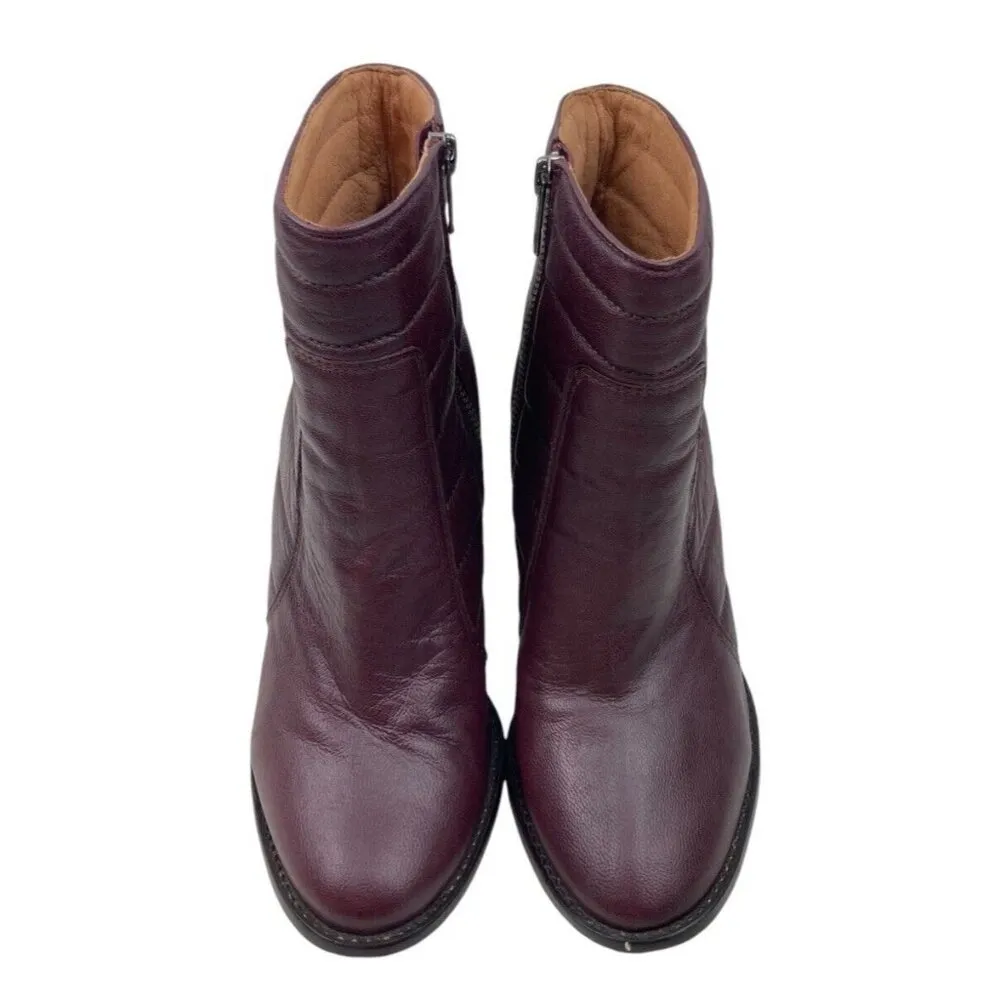 *Madewell Boots Womens 7.5 Lindley Quilted Ankle Wine Burgundy Side Zip Heeled - Image 2