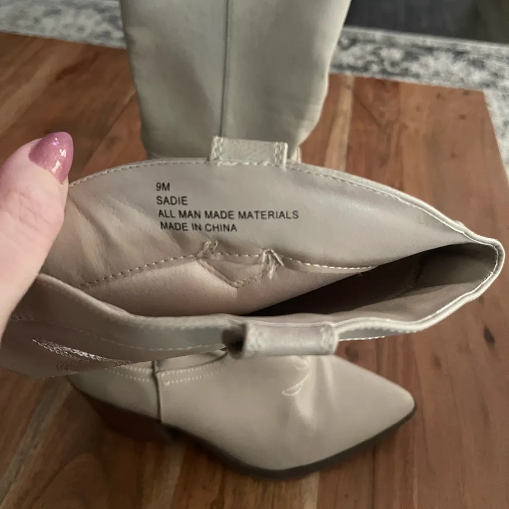 Ophelia Roe Cowgirl Boots Sadie Cowboy Boots Cream Womens Size 9.5 - Image 4