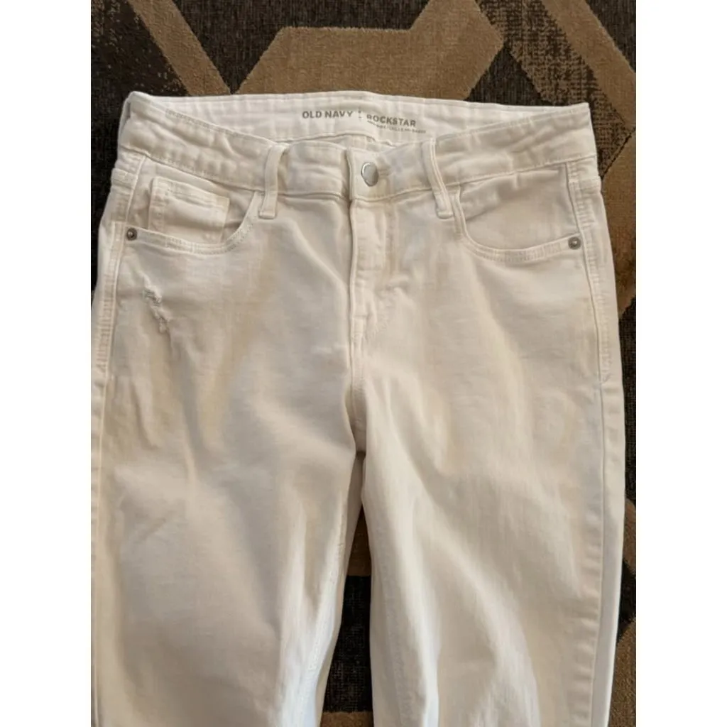 Old Navy women's size 4 white Rockstar Mid-Rise Jeans - Image 5