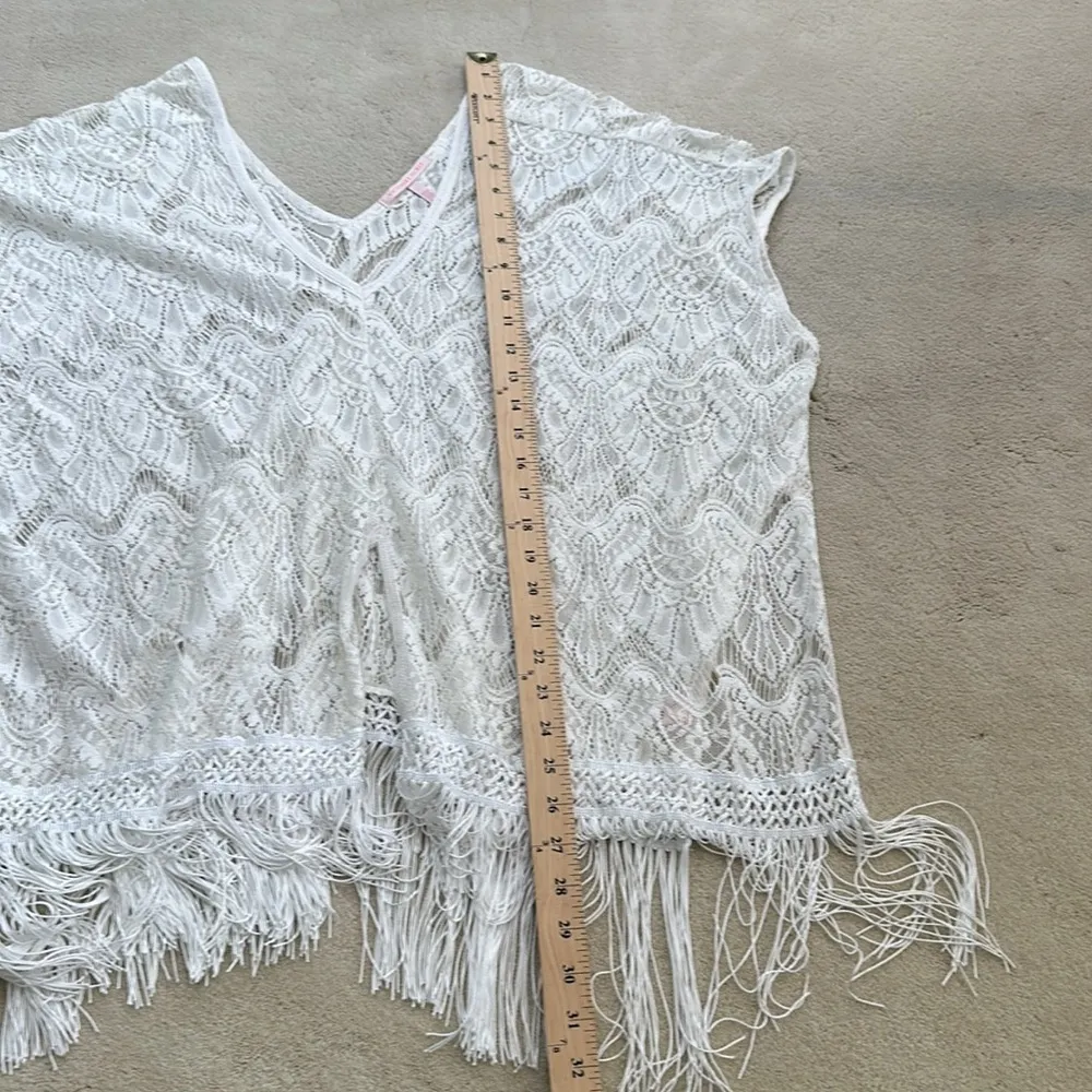 Victorias Secret Swimsuit V Neck Swim Cover Up White Crochet Fringe Hem XS/S - Image 14