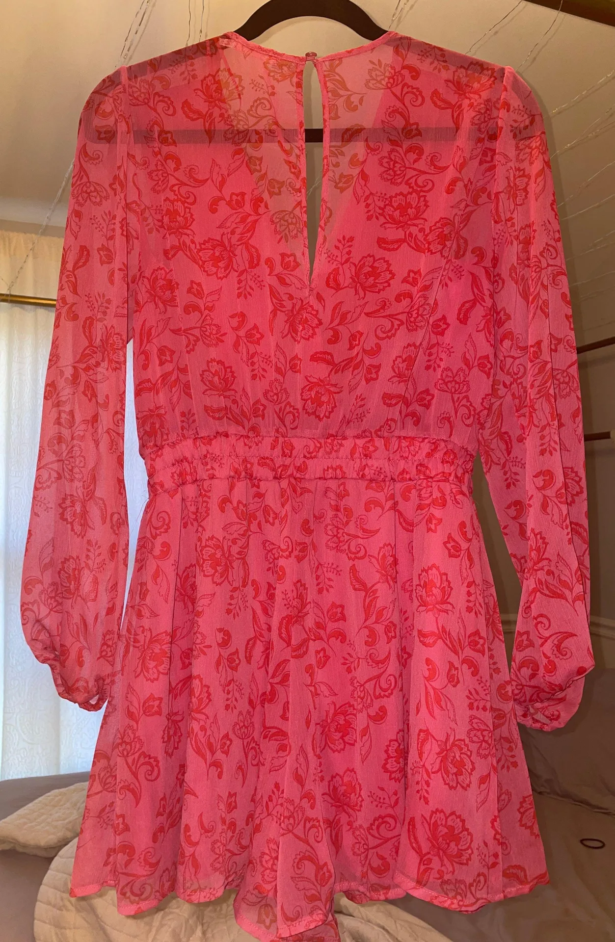 Francescas pink long sleeve floral romper - Image 3
