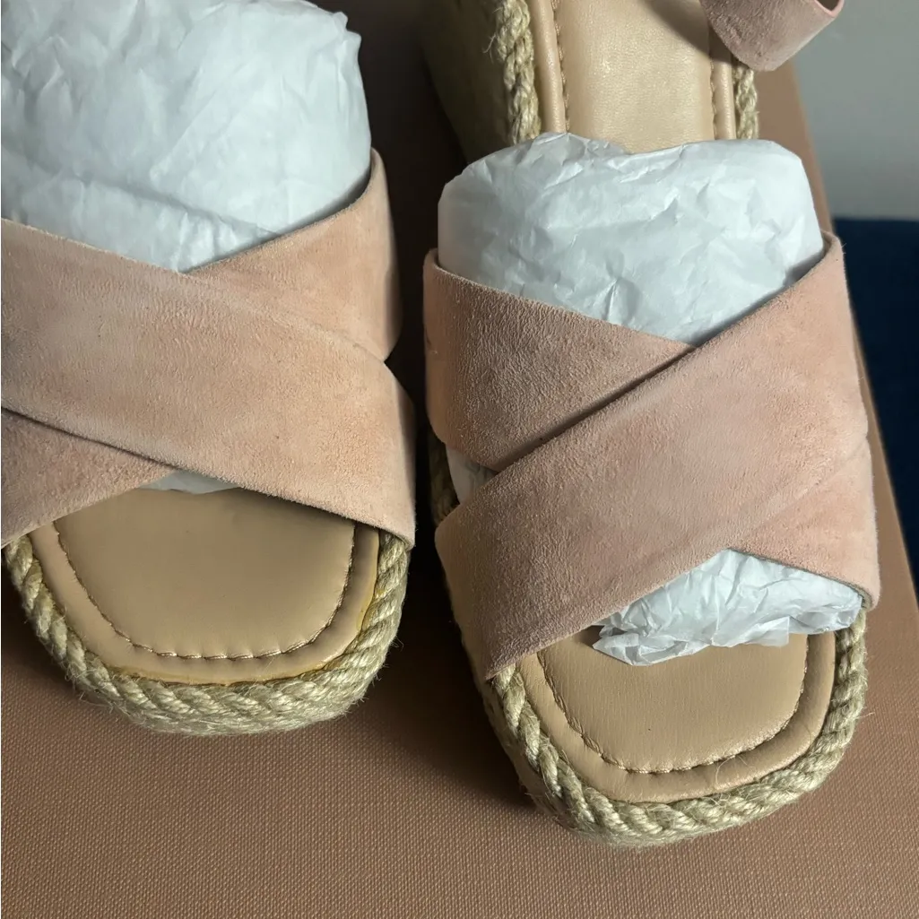 VIA SPIGA Pink 1" Platform Sesilia Wedge Buckle Leather Espadrille Shoes Size 9.5 - Image 3
