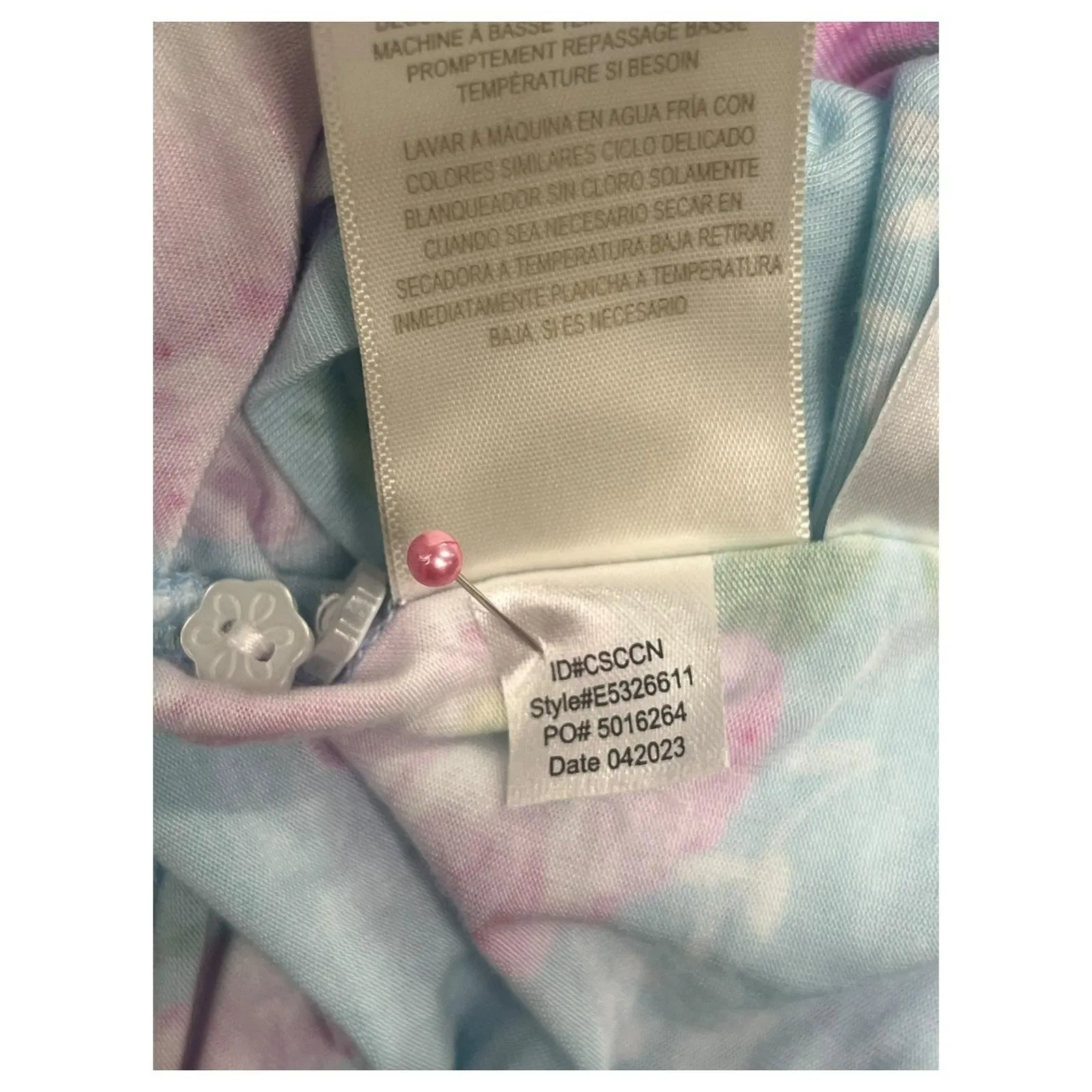 Eileen West Nightgown Womens Large Blue Pink Floral Chemise Lace Trim Ruffle Hem - Image 8