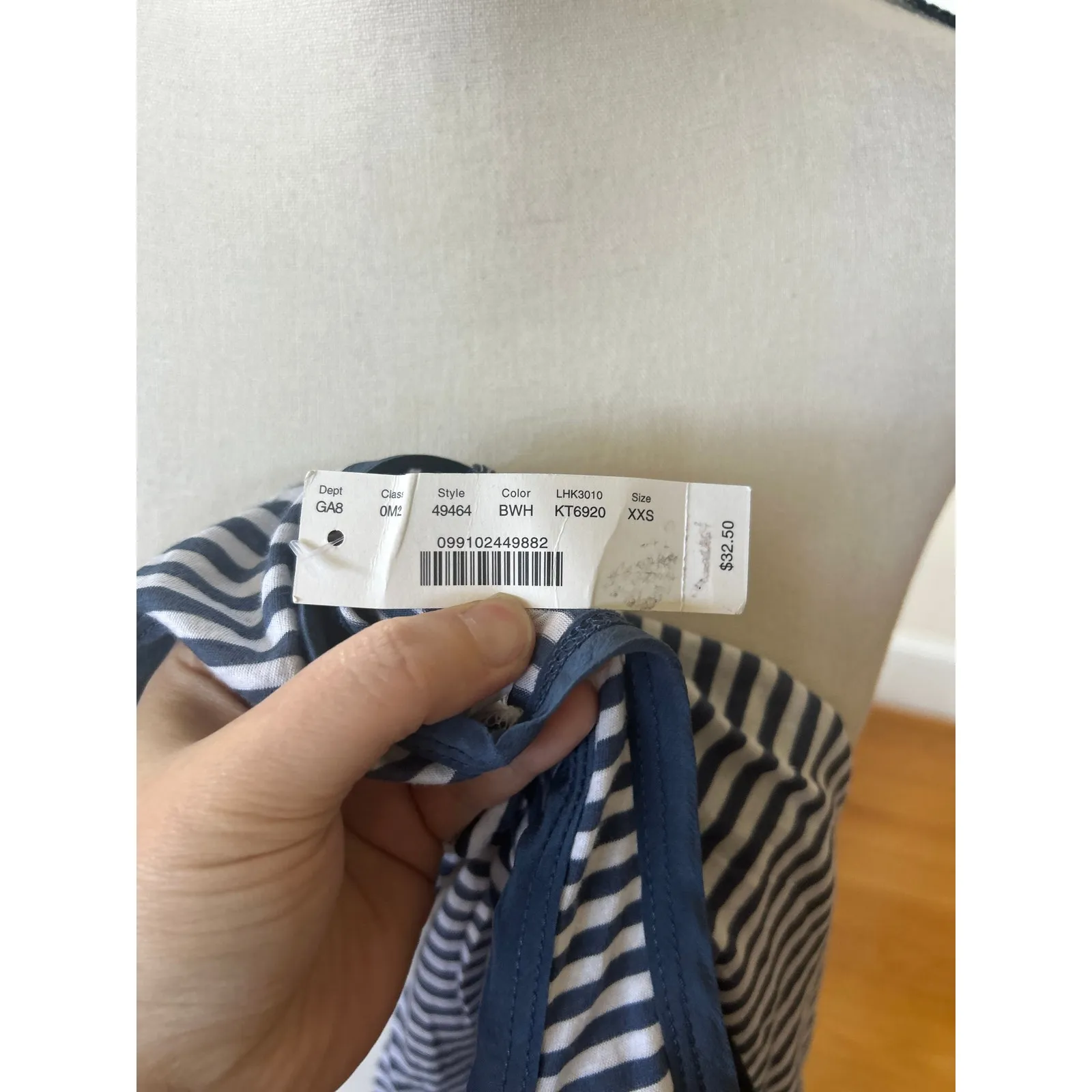 NWT J.Crew Slate Blue & White Stripe Nautical Scoop Neck Tank Top - Image 2