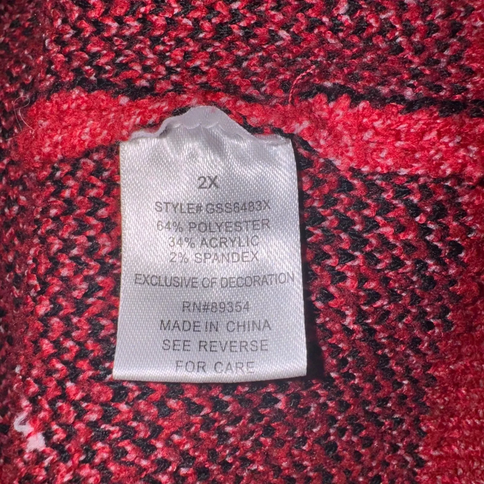 Adrienne Vittadini‎ Womens 2X Red Black Polka Dot Jolly Christmas Sweater - Image 8