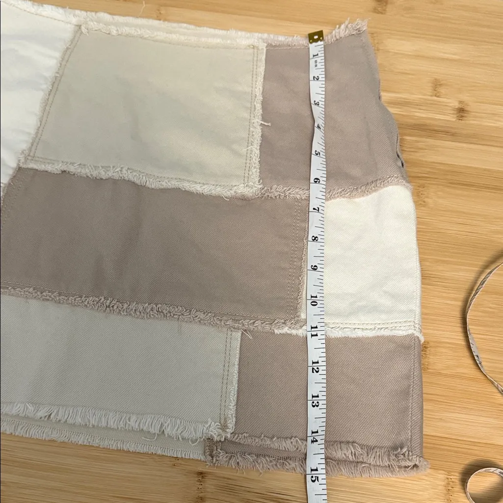 PacSun Size 24 Women's Teen Girl Patchwork Mini Skirt in Cream and Tan NEW - Image 6