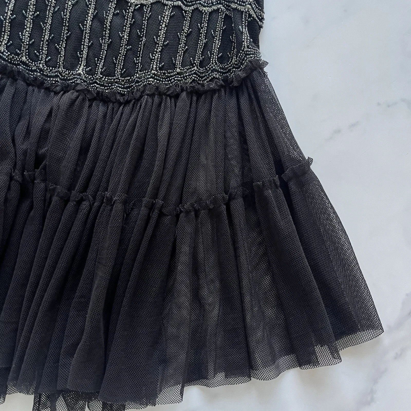 Free People Raindrop Embellished Top Black Mesh Tunic Sz Small Festival Boho - Image 7