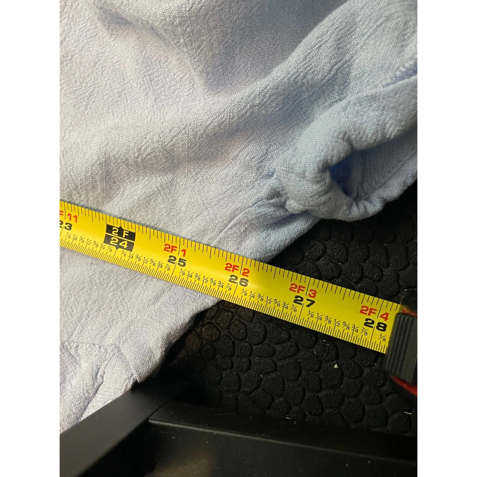 FORE Linen Blend Button Down Shirt Blue Short Sleeve Oversized Tunic Size L - Image 4