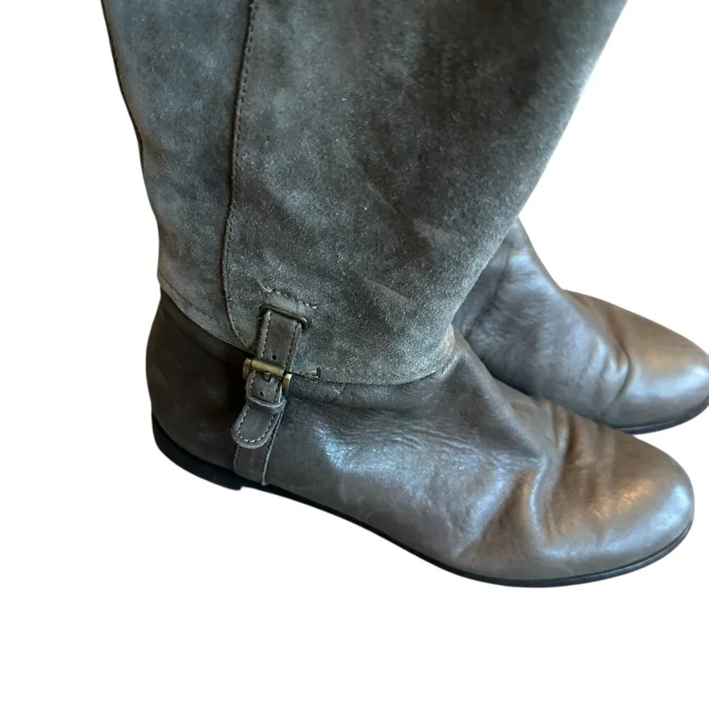 Attilio Giusti Leombruni AGL Grey Leather Suede Boots Tall Buckle Size 36 5.5 Gray - Image 6