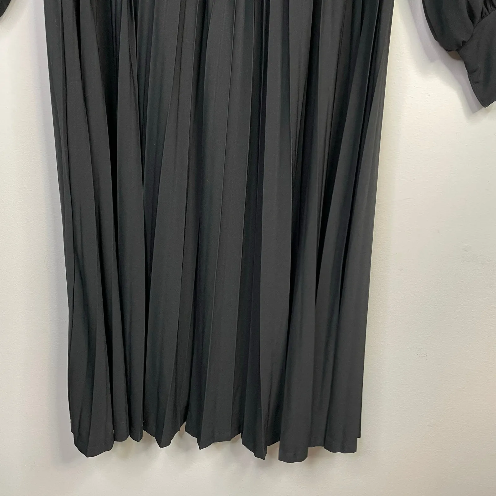 Eloquii Knot Front Pleated Skirt Dress Black Stretch Jersey Knit Long Sleeve 18 - Image 11