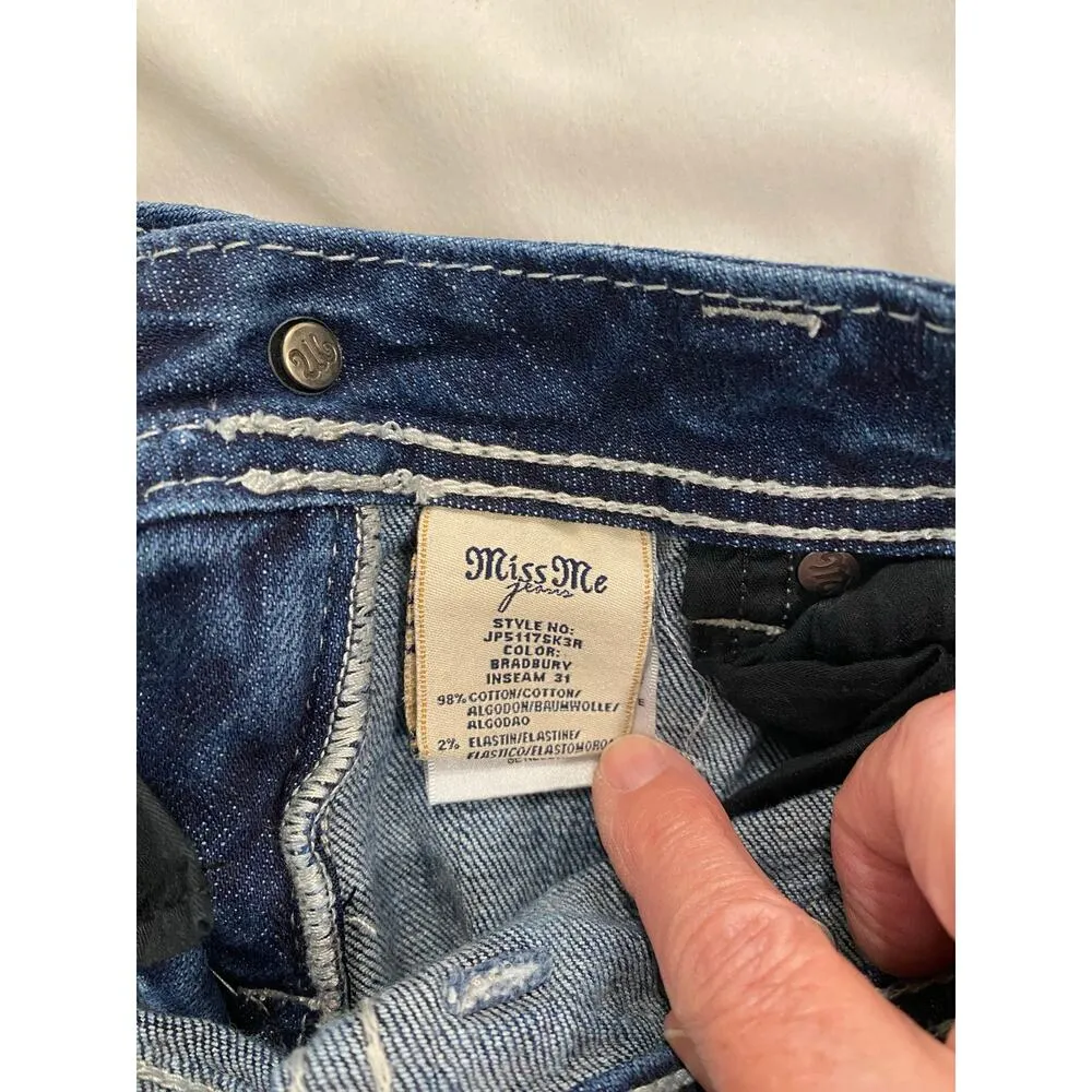 Miss Me Mid-Rise Studded Pocket Denim Skinny Jeans Bradbury Women's Size 27 - Image 7