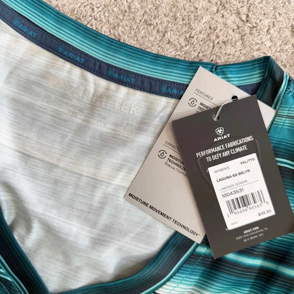 NWT Ariat Women’s AriatTEK Laguna Top Shirt Shortsleeve V-Neck in Printed XXL - Image 10
