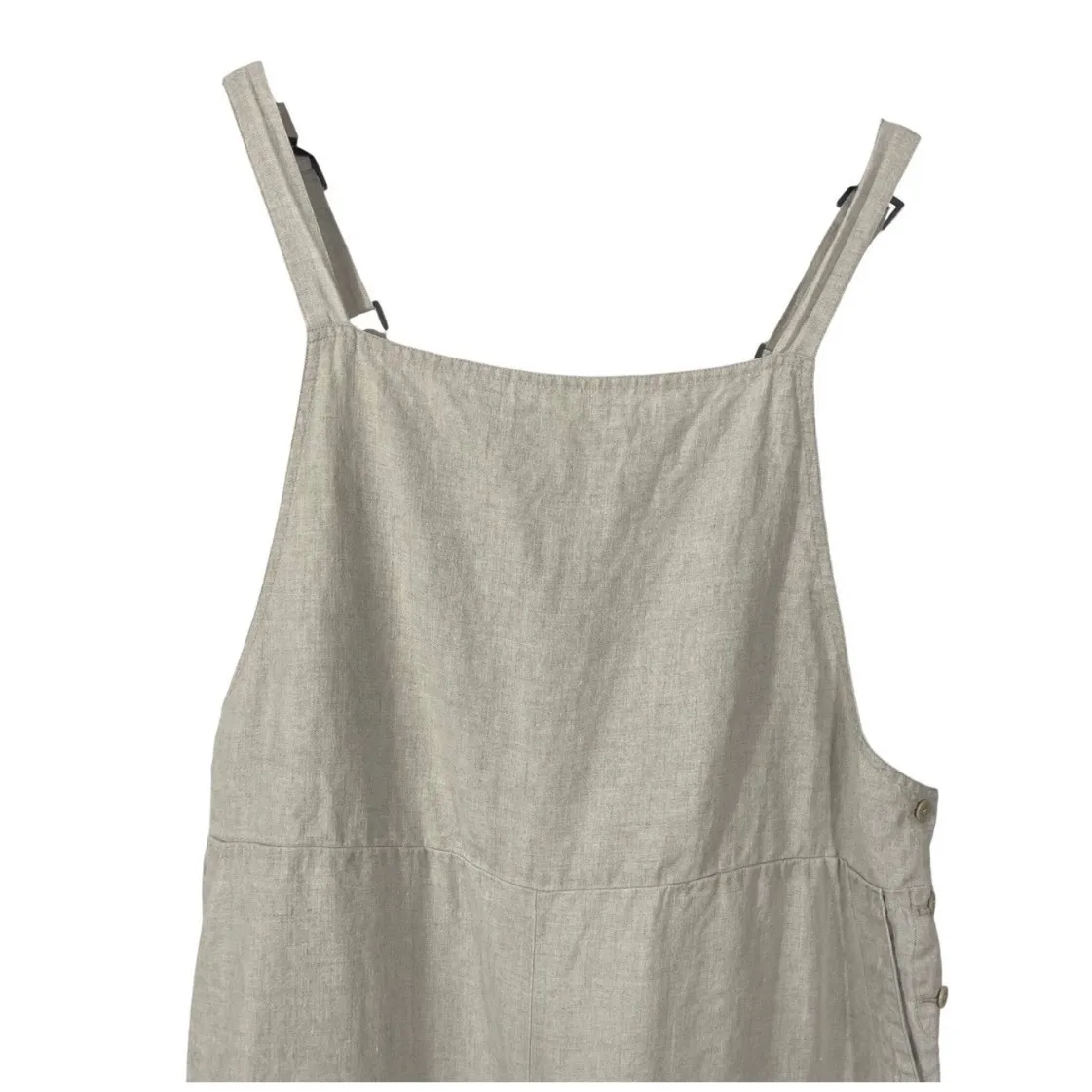 Eileen Fisher Women's Organic Linen Overalls Beige Crop Jumpsuit M Minimalist - Image 3