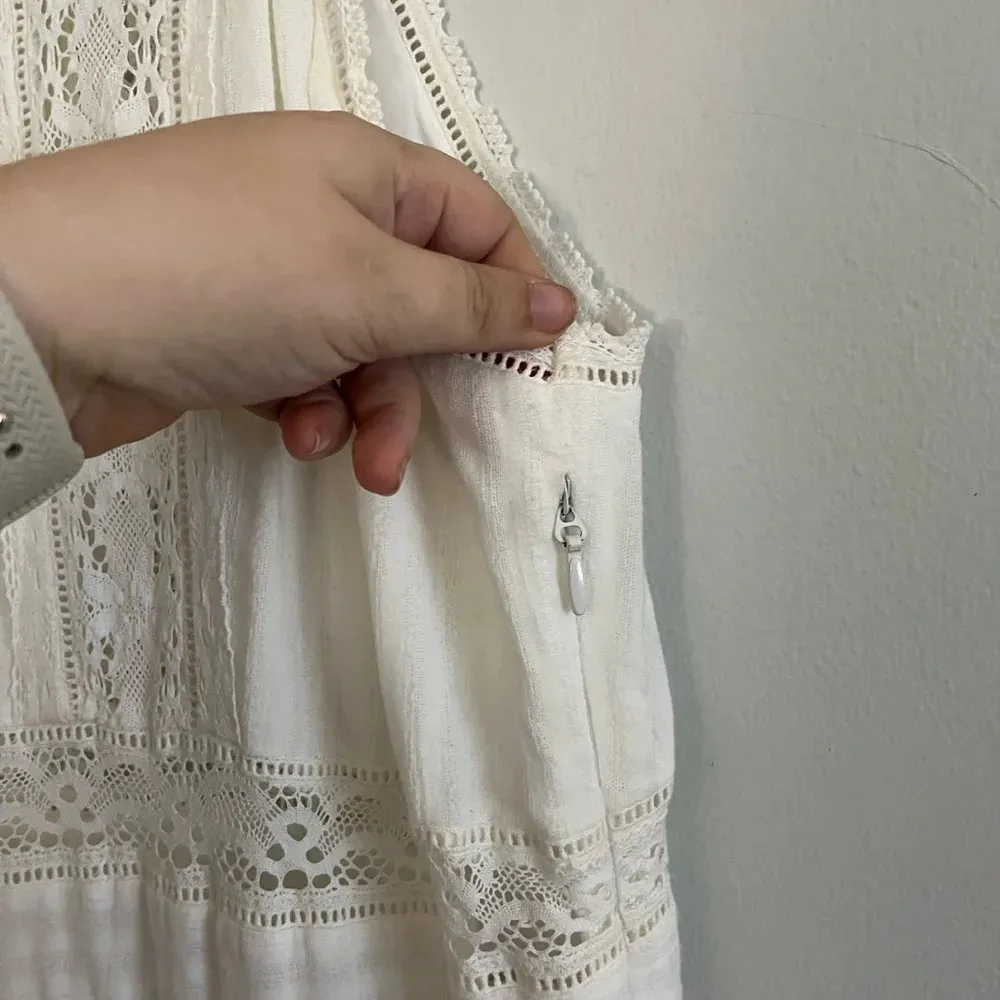 White Crochet High Neck Expensive New York Designer Dress - Image 8