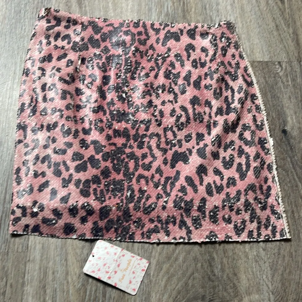 Free People Pink Cheetah Stretch Sequin Mini Skirt - Image 8