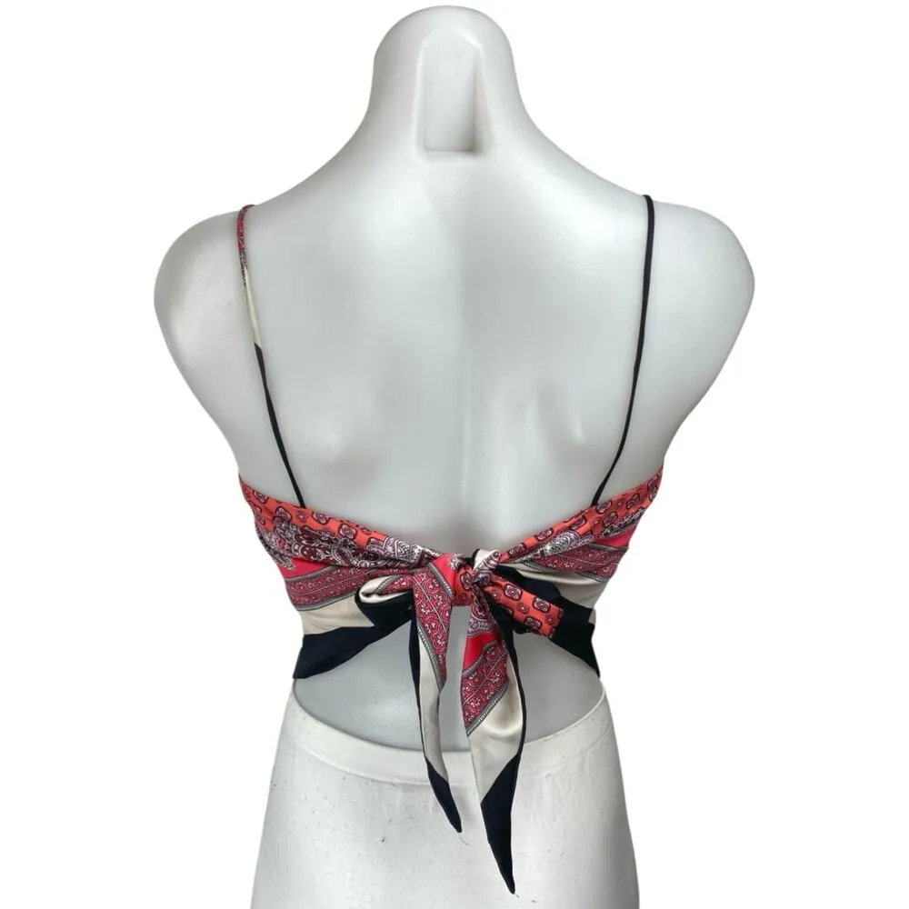 Zara Multicolor Floral Paisley Bandana Sleeveless Cami Tank Crop Top Size XS - Image 2