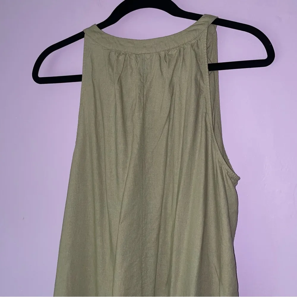 Ava + Viv Size L Maxi Dress Tan Linen Blend Sleeveless Button Up Pockets - Image 7