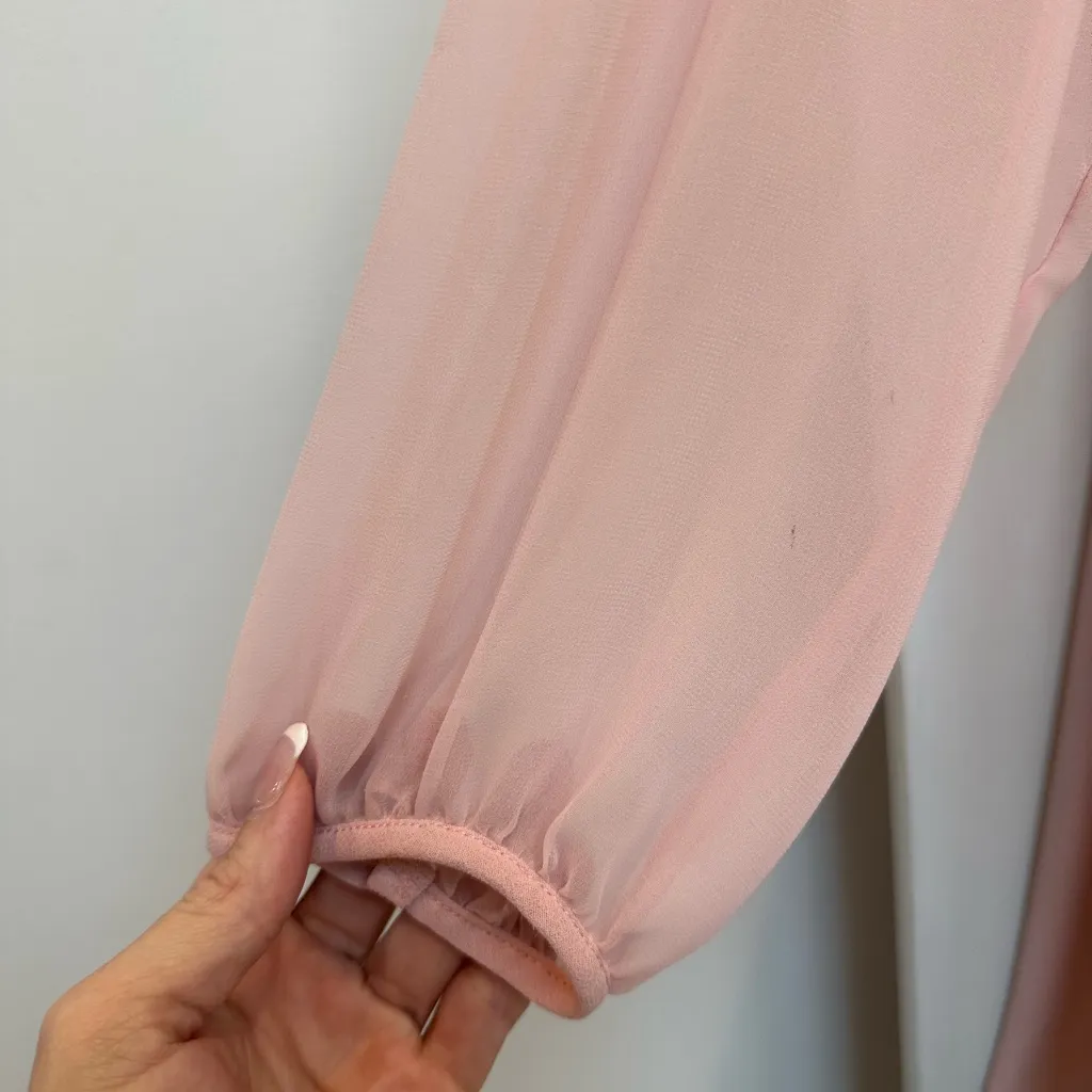 Vintage Ursula Of Switzerland Pink Long Sleeves Beaded Cape Dress Gown Size 16 - Image 11