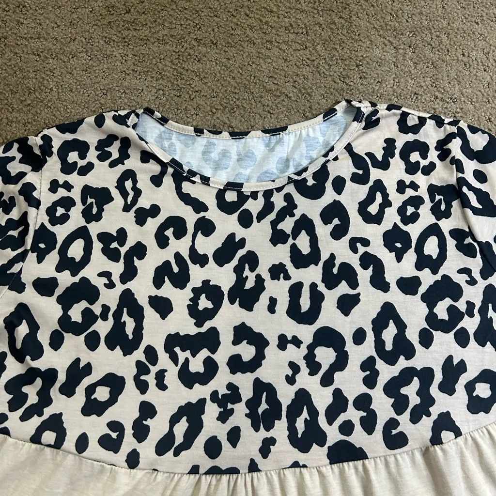 SHEIN Emery Rose Women’s 2XL Leopard Print Patchwork Short Sleeve T-Shirt - Image 5