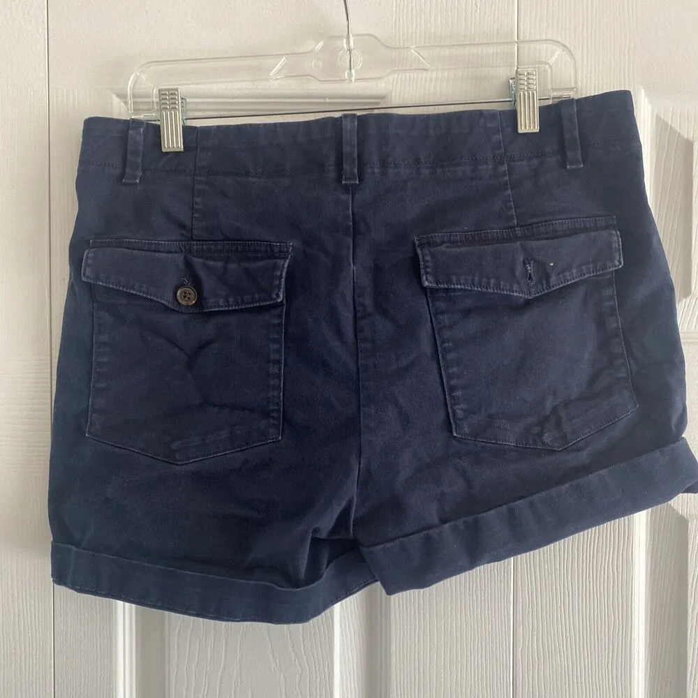 Banana Republic Authentic Chino Navy Cuffed‎ Shorts size 12 Preppy Summer Casual - Image 5