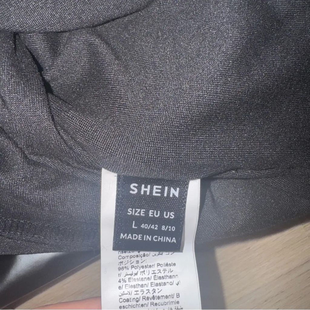 Black Faux Leather Mock Neck Long Sleeve Long Dress with Ruching & Slit - Large - Image 6