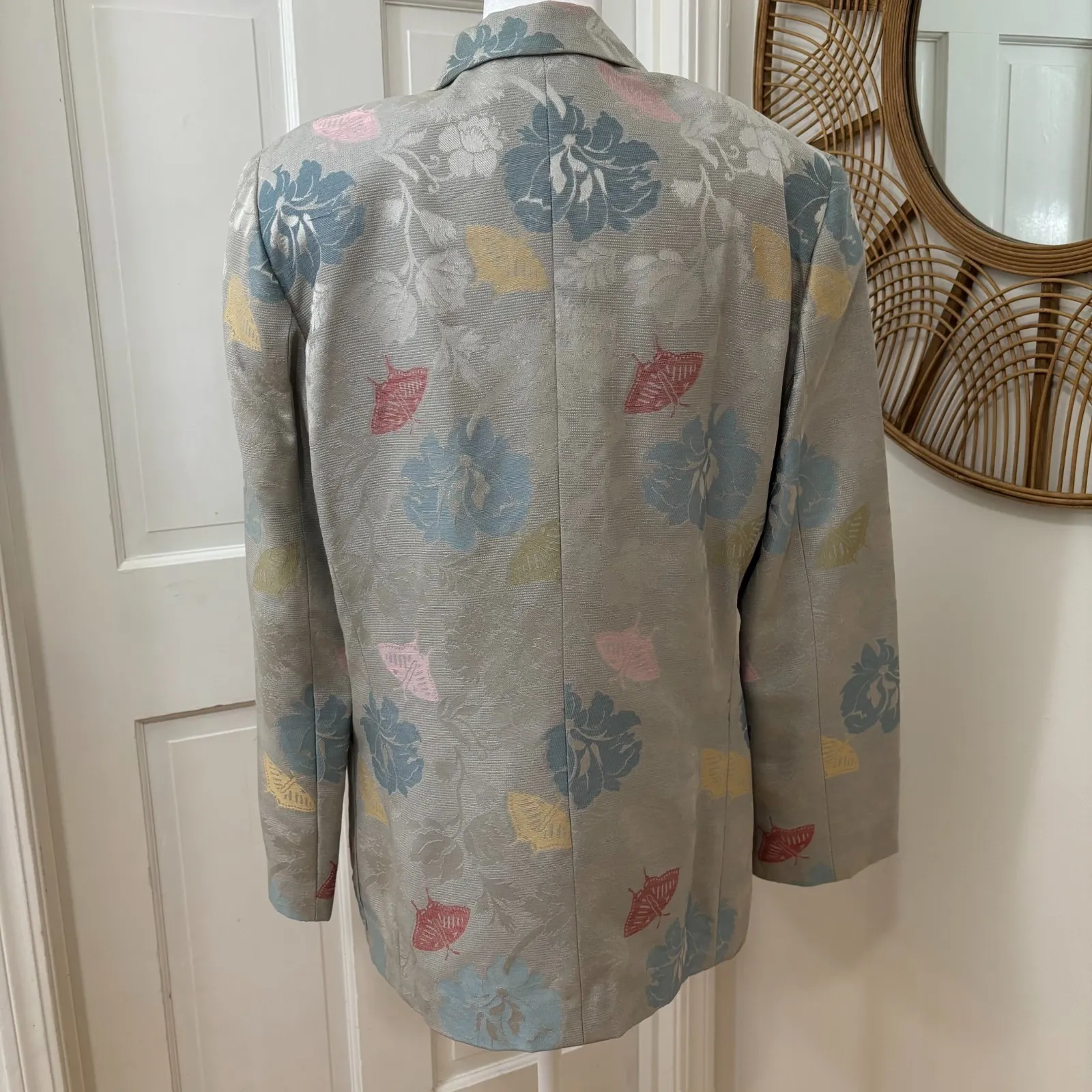 VTG Salvatore Ferragamo Brocade Jacquard Blazer‎ Floral Sz 12 Old Money Elegant - Image 4