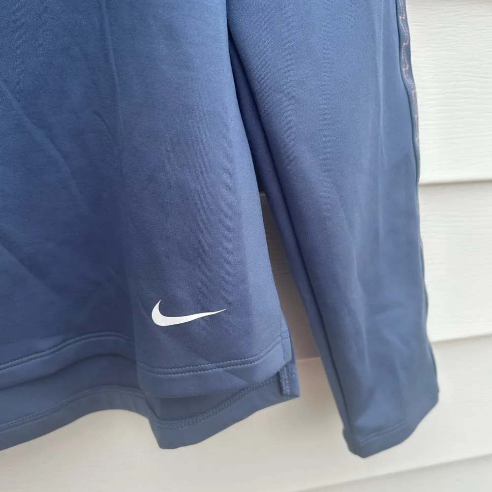 Nike Blue Fitted Long Sleeve Polo Sweatshirt - Image 5