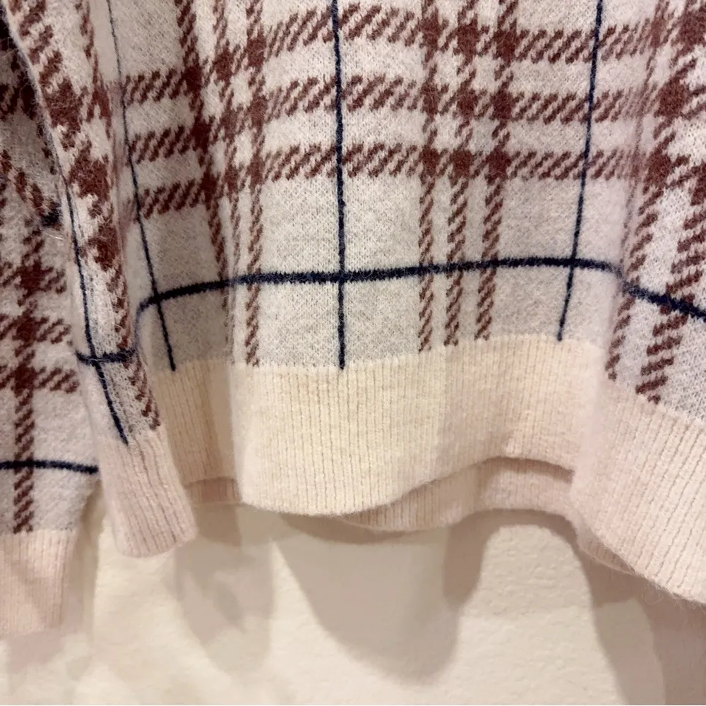 En Saison Bronte Plaid Oversize Sweater & Skirt Set in Beige NWT Size Small Brown - Image 4